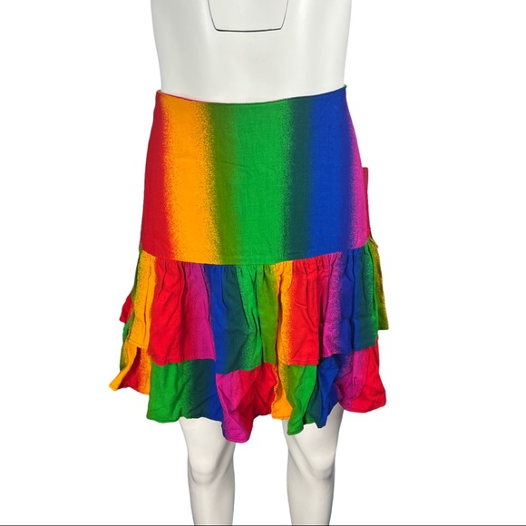 VTG 80's/90's NWT DEADSTOCK Liz E. Parker Texas Made Rainbow Tiered Skirt Sz 6 - Picture 2 of 8